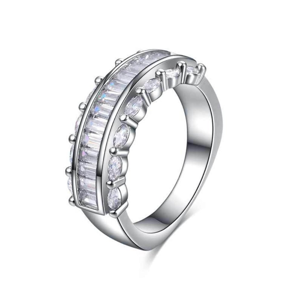 💥 Three Layer Gems Eternity Zircon Silver Fashion Ring for Women, EVGG1420 - Picture 2 of 7